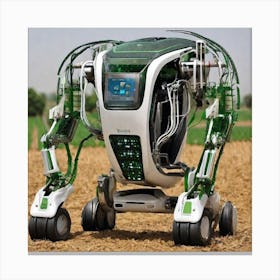 Robot In The Field 3 Canvas Print