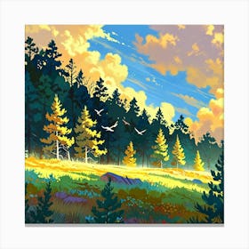 Leonardo Anime Xl A Vibrant Daytime Landscape Featuring A Gold 2 (1) Canvas Print