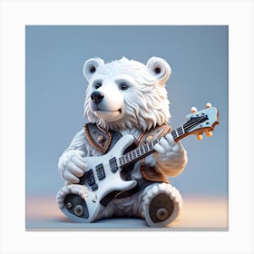 Polar Bear Playing Guitar Canvas Print