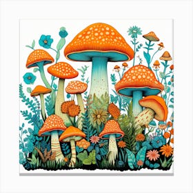 Mushrooms And Flowers 52 Canvas Print