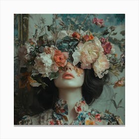 Floral Portrait Of A Woman Canvas Print