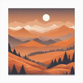 Misty mountains background in orange tone 69 Canvas Print