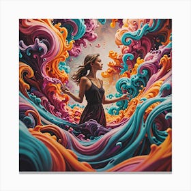 Girl In The Ocean Canvas Print