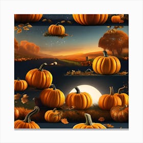 Pumpkins In The Field 1 Canvas Print