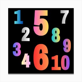 Numbers On Black Background Canvas Print