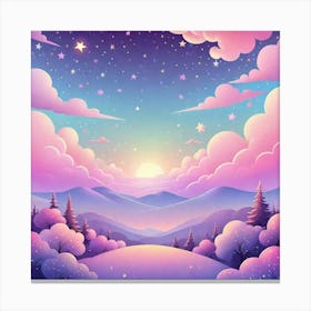 Sky With Twinkling Stars In Pastel Colors Square Composition 24 Canvas Print