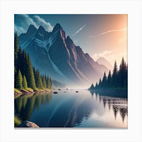 Sunrise Mountain Lake Canvas Print