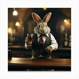 Rabbit In A Bar Canvas Print