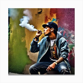 Young Man Smoking A Cigarette 2 Canvas Print