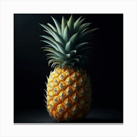 Pineapple On A Black Background Canvas Print