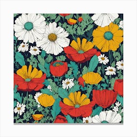 Poppies And Daisies 1 Canvas Print