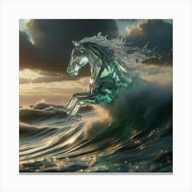 Glass Horse In The Ocean Canvas Print