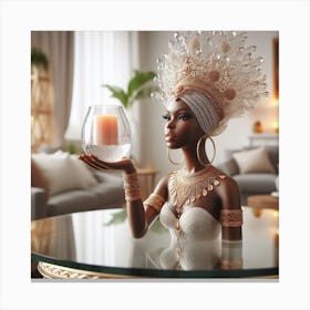 African Woman Holding A Candle Canvas Print