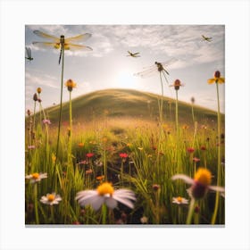 Dragonflies In The Meadow Canvas Print