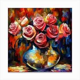 Roses In A Vase Canvas Print