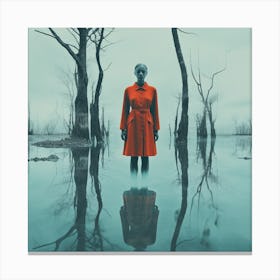 Woman Standing In Water Canvas Print