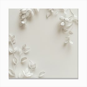 Paper Frame With White Leaves Canvas Print