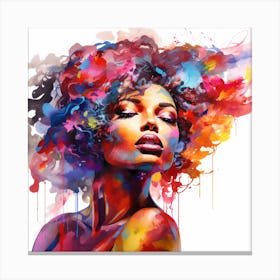 Portrait Of A Woman With Colorful Hair 1 Canvas Print