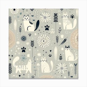 Scandinavian style,Pattern with cats Canvas Print