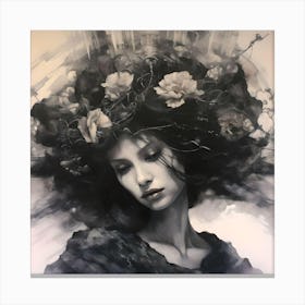 Flowers In My Hair Ethereal Witch Portrait Canvas Print