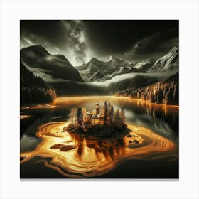 Lake In The Night Canvas Print