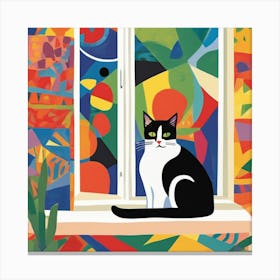 Matisse Inspired Open Window Cat Art Print 1 Canvas Print