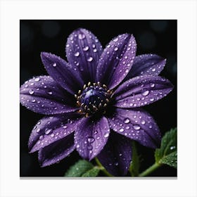 Purple Flower With Raindrops Canvas Print