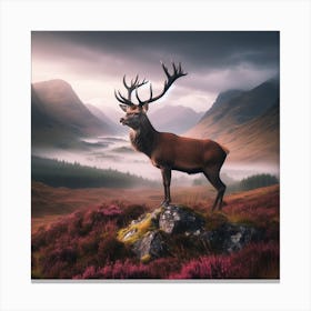 Stag In The Scottish Mountains Canvas Print