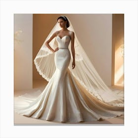 A Stunning, Floor Sweeping Wedding Gown Designed By A Renowned Fashion Designer 3 Canvas Print