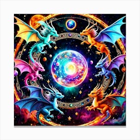 Dragons In Space Canvas Print