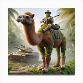 Camel And A Tank Canvas Print