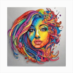 Colorful Woman'S Face Canvas Print