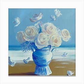 Blue Roses On The Beach Canvas Print