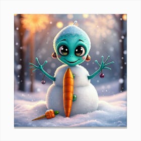 Alien Snowman And A Carrot Canvas Print