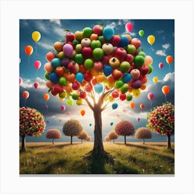 Colorful Tree With Balloons 1 Canvas Print