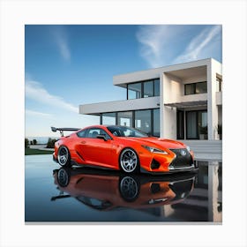 A Sleek, Vibrant Orange Lexus Lfa With An Aggressive Full Body Kit, Comprised Of Carbon Fiber (1) Canvas Print