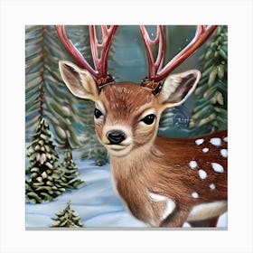 Pretty Winter Deer Canvas Print