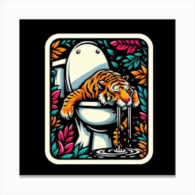 Tiger In The Toilet 1 Canvas Print
