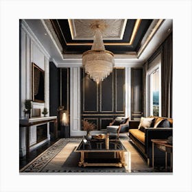 Black And Gold Living Room 11 Canvas Print