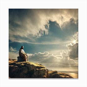 Jesus Sitting On A Rock Canvas Print