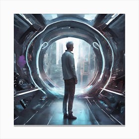 Futuristic Man In Futuristic Tunnel Canvas Print