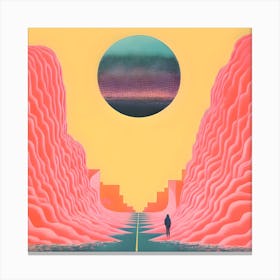 Risograph Style Surreal Scene, Vibrant Trippy Candy Colours 2 Canvas Print
