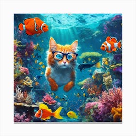 Cat In The Sea Canvas Print