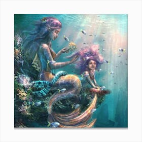 Happy Mother's Day Mermaids Canvas Print