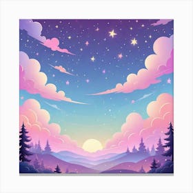 Sky With Twinkling Stars In Pastel Colors Square Composition 297 Canvas Print