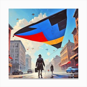 City With A Kite Canvas Print