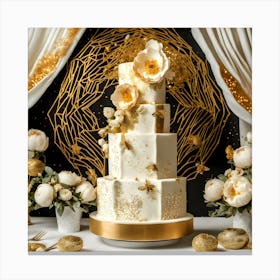 Gold Wedding Cake Canvas Print