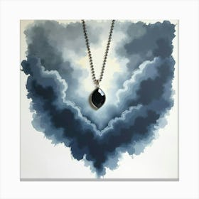 Black Diamond Necklace, Watercolor, Dramatic Storm Clouds 1 Canvas Print