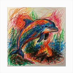 Dolphin In The Fire Canvas Print