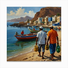 Men On The Beach Canvas Print